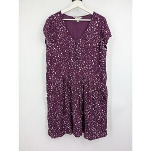 Garnet Hill Purple Floral Dress Women's Large Career Office Summer Vacation